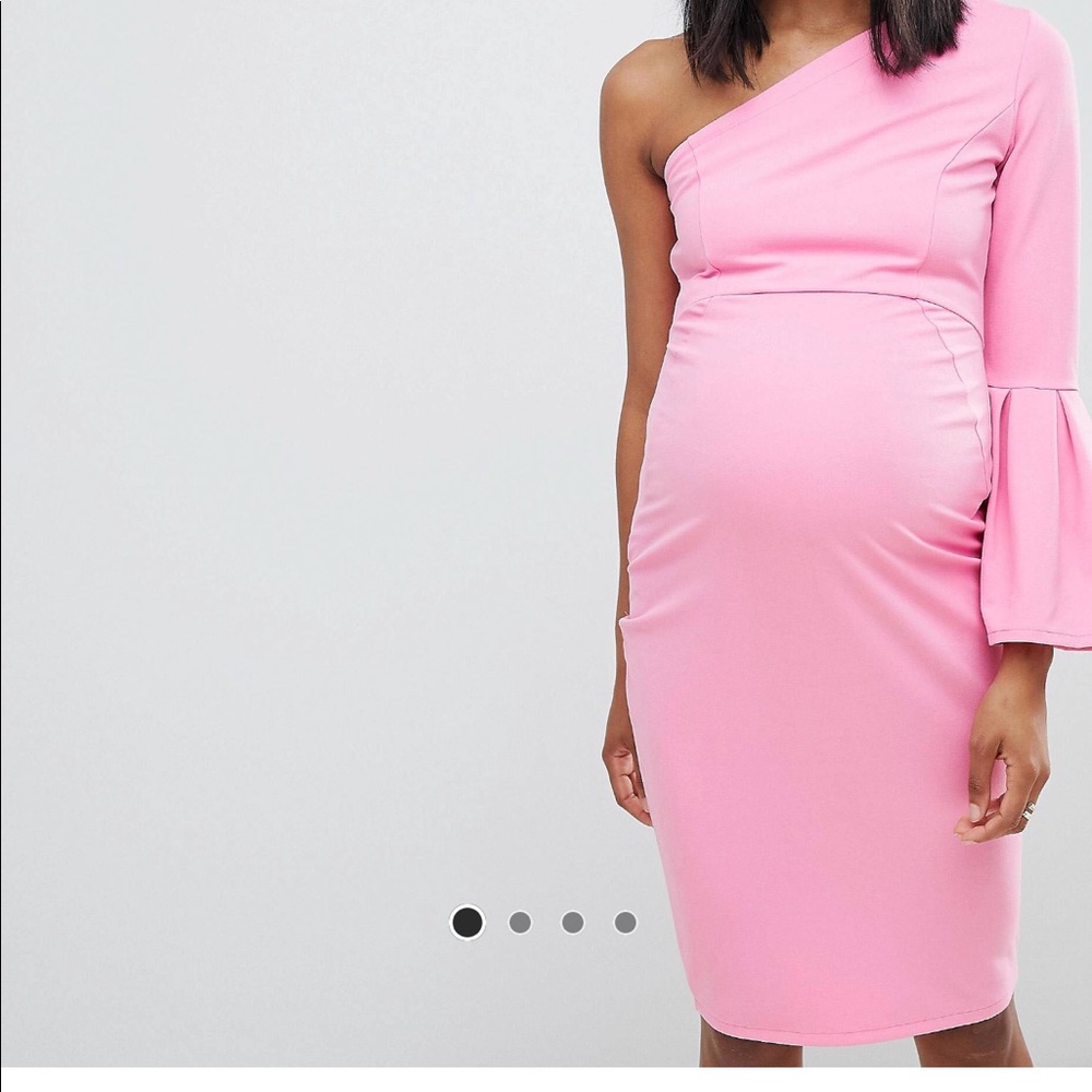 Maternity, Pink, one shoulder dress.
